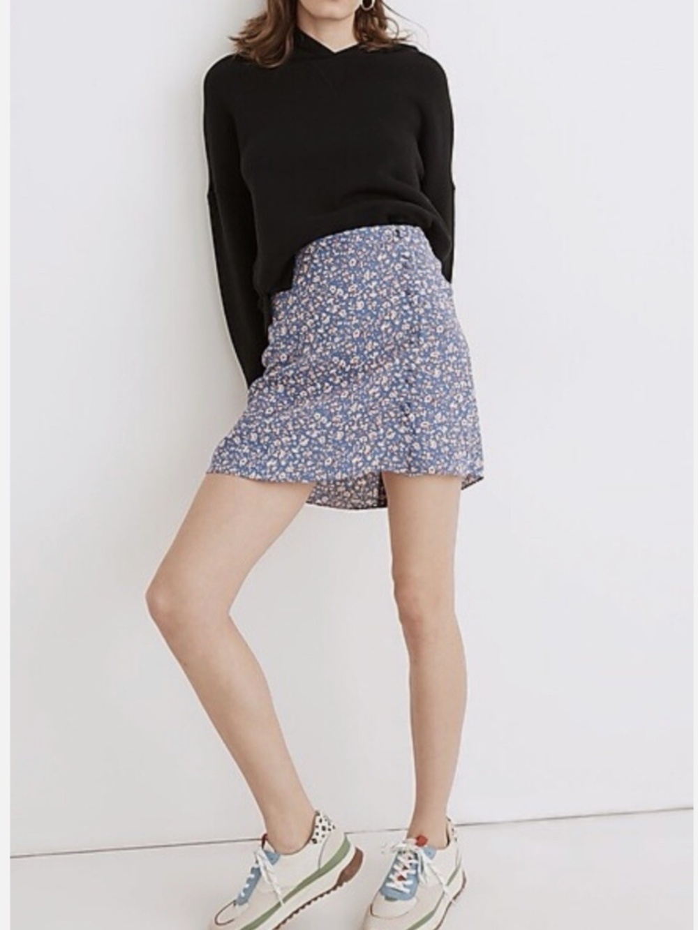 Madewell Porch Side Button Down Floral Cottagecore Summer Vines Mini Skirt Sz 2